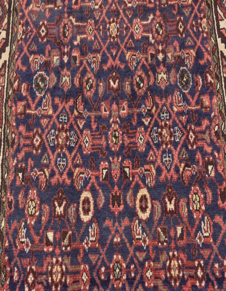 Detail image of 3' 4 x 12' 7 Hand Knotted Hossainabad Persian Wool Runner Rug