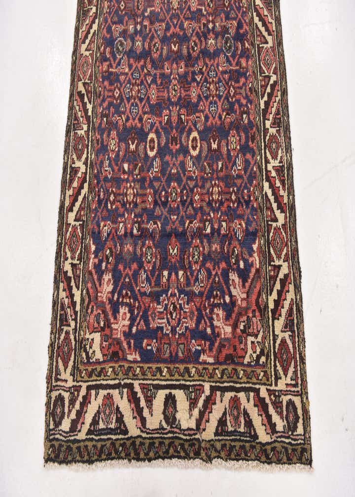 3' 4 x 12' 7 Hand Knotted Hossainabad Persian Wool Runner Rug