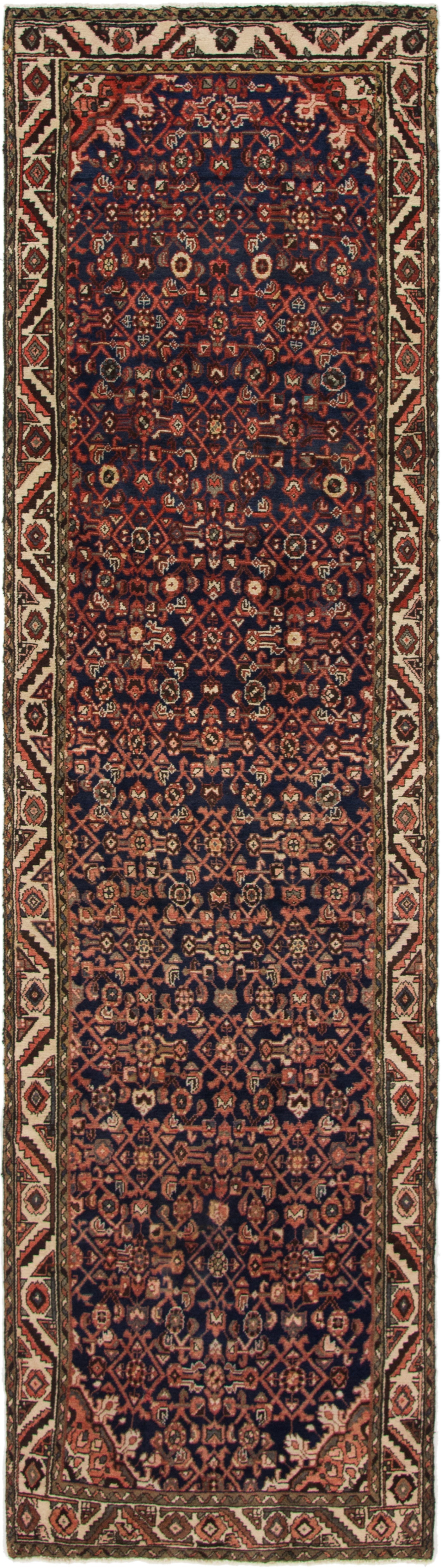 3' 4 x 12' 7 Hand Knotted Hossainabad Persian Wool Runner Rug
