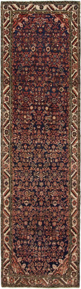 3' 4 x 12' 7 Hand Knotted Hossainabad Persian Wool Runner Rug