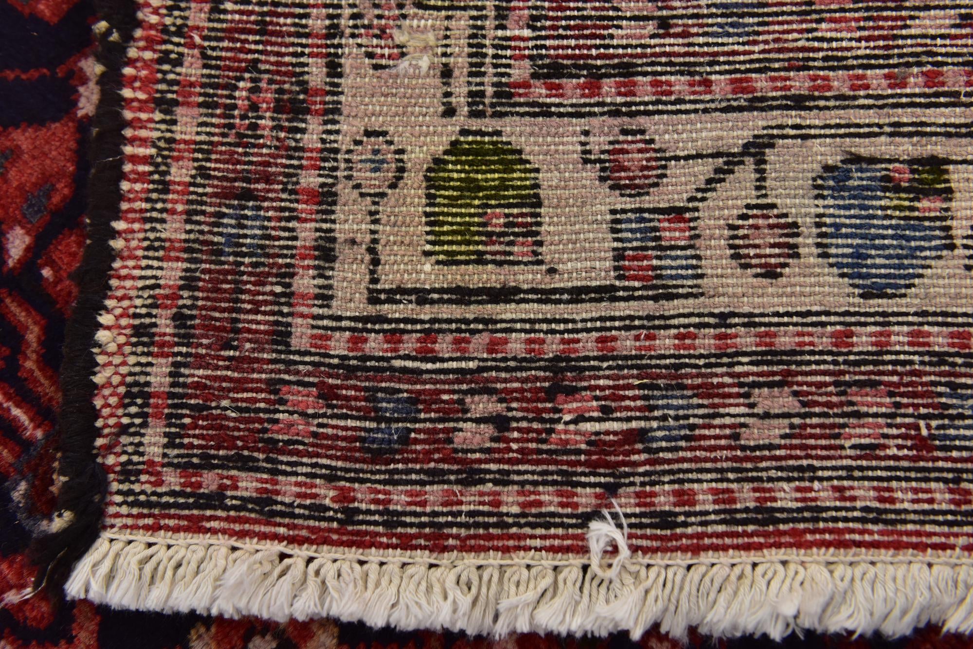105cm x 300cm Hand Knotted Hossainabad Persian Wool Runner Rug
