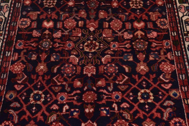 Detail image of 105cm x 300cm Hand Knotted Hossainabad Persian Wool Runner Rug