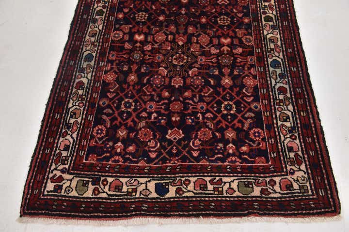 105cm x 300cm Hand Knotted Hossainabad Persian Wool Runner Rug