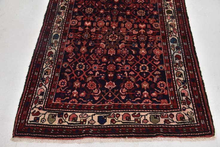 Detail image of 105cm x 300cm Hand Knotted Hossainabad Persian Wool Runner Rug