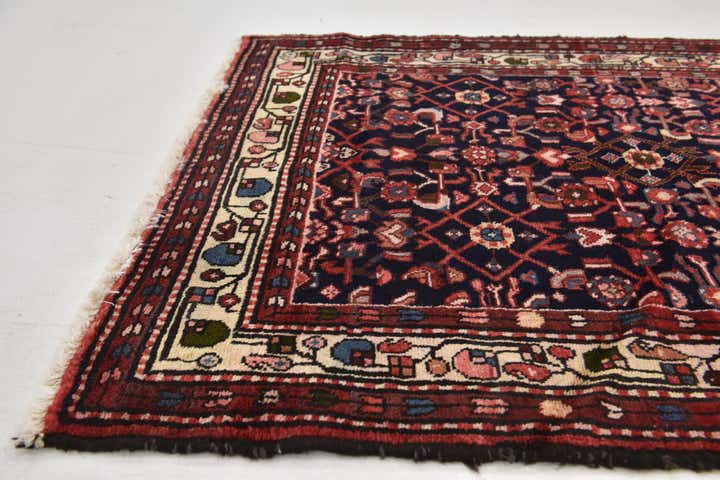 105cm x 300cm Hand Knotted Hossainabad Persian Wool Runner Rug