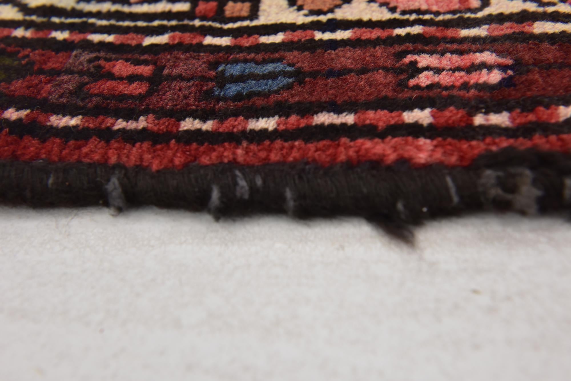 105cm x 300cm Hand Knotted Hossainabad Persian Wool Runner Rug