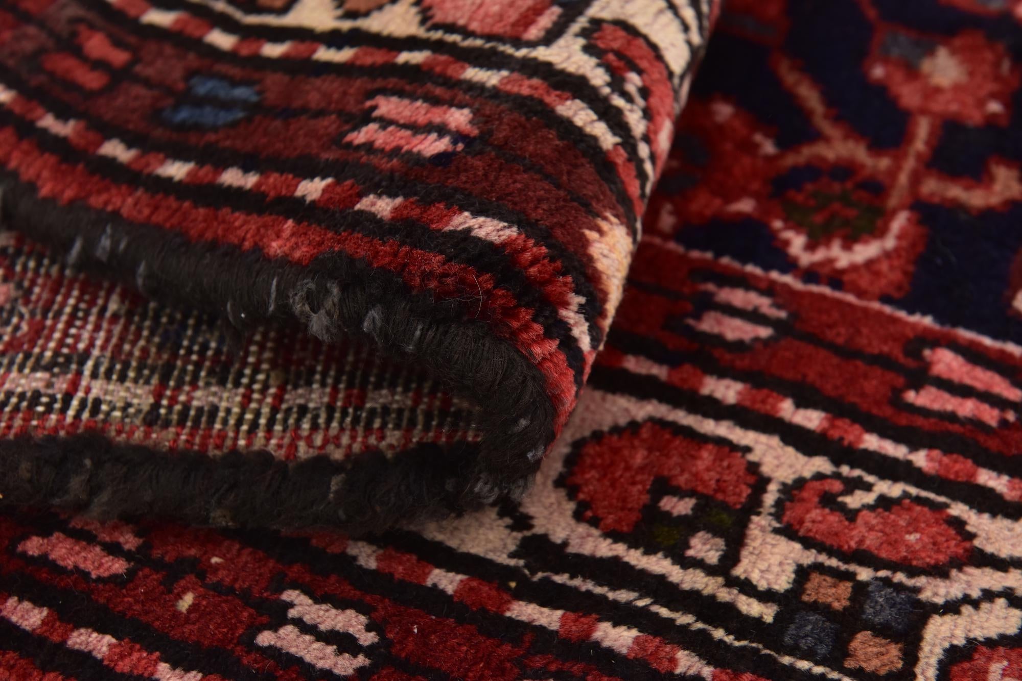 105cm x 300cm Hand Knotted Hossainabad Persian Wool Runner Rug