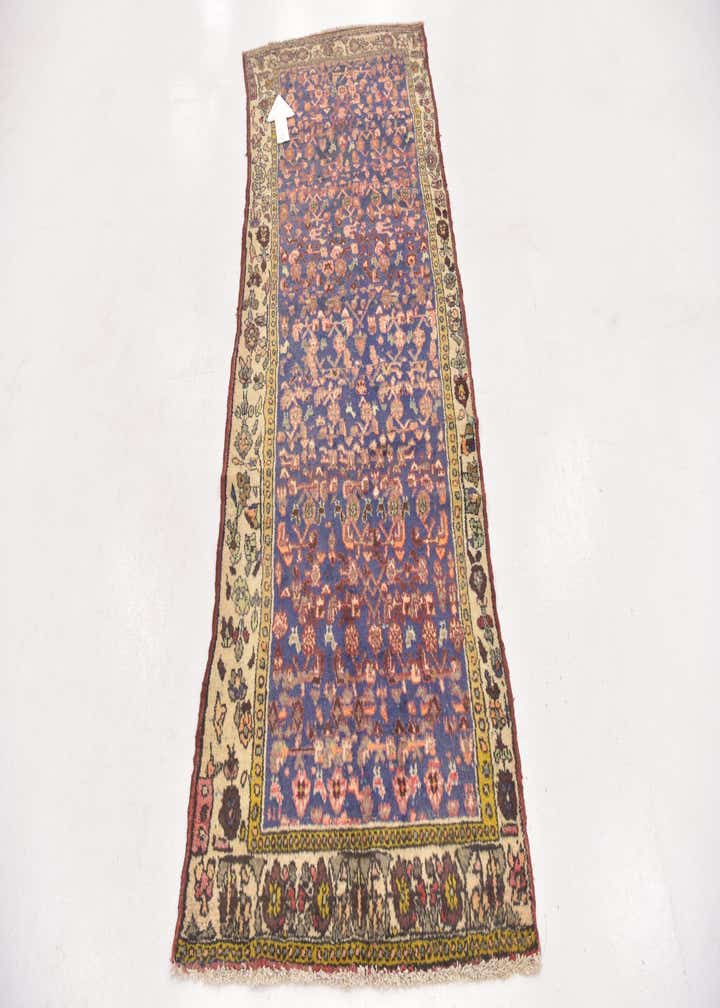 3' 4 x 8' 2 Hand Knotted Hossainabad Persian Wool Runner Rug