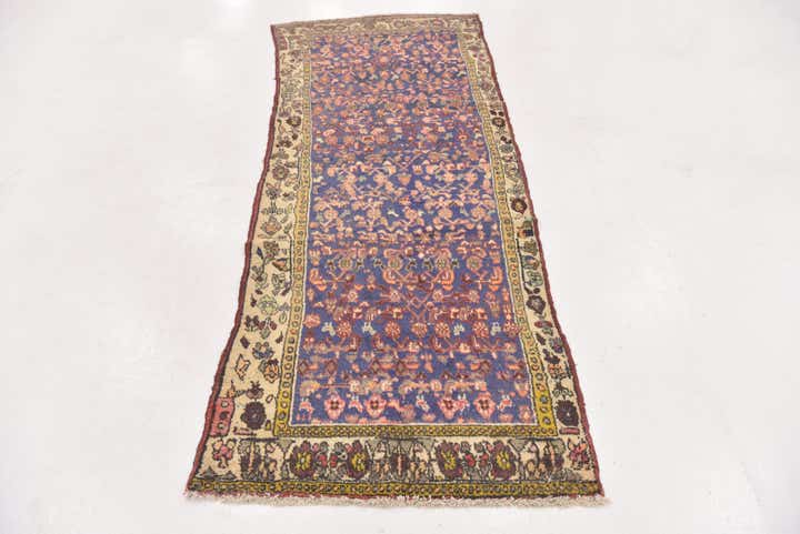 3' 4 x 8' 2 Hand Knotted Hossainabad Persian Wool Runner Rug