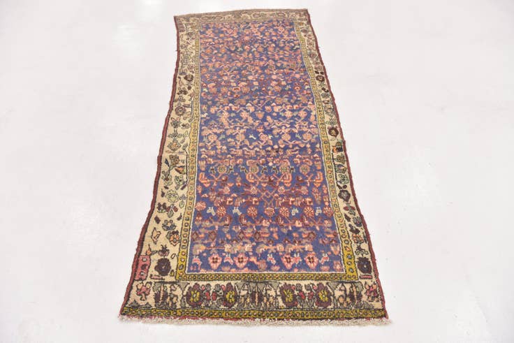 Detail image of 3' 4 x 8' 2 Hand Knotted Hossainabad Persian Wool Runner Rug