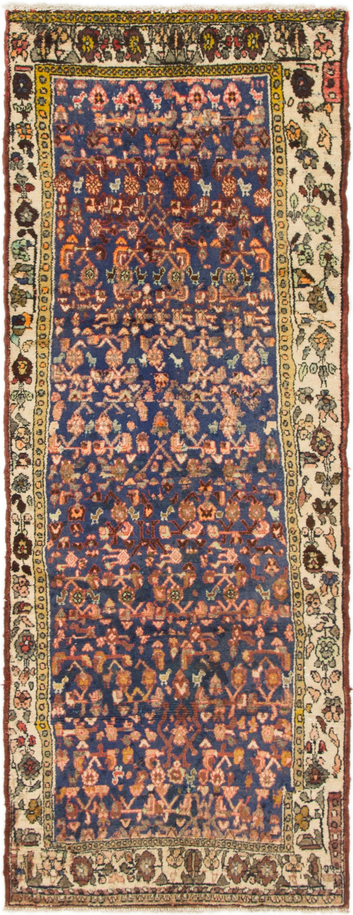 3' 4 x 8' 2 Hand Knotted Hossainabad Persian Wool Runner Rug