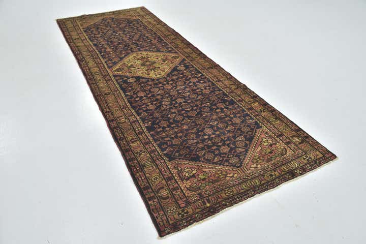 3' 7 x 10' 3 Hand Knotted Hossainabad Persian Wool Runner Rug