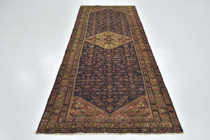 3' 7 x 10' 3 Hand Knotted Hossainabad Persian Wool Runner Rug