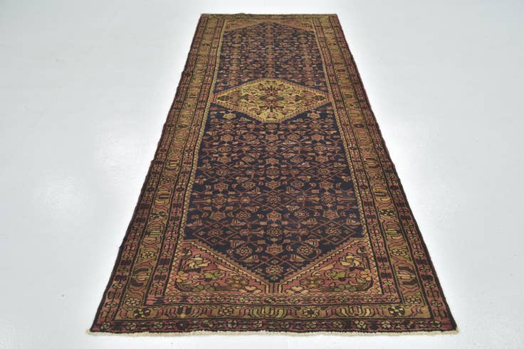 Detail image of 3' 7 x 10' 3 Hand Knotted Hossainabad Persian Wool Runner Rug