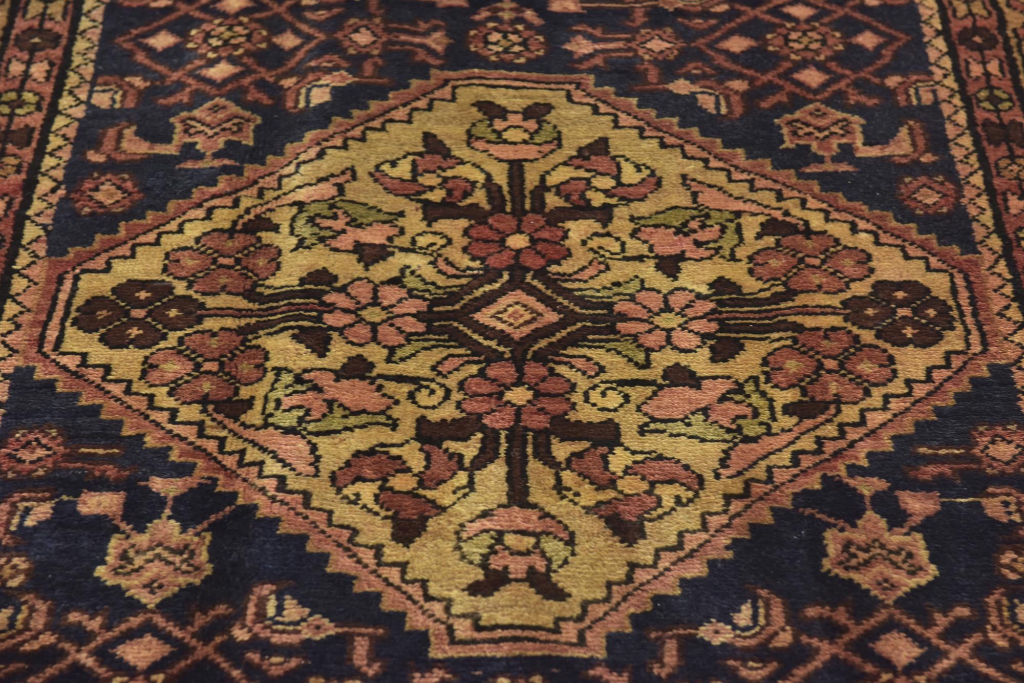 3' 7 x 10' 3 Hand Knotted Hossainabad Persian Wool Runner Rug
