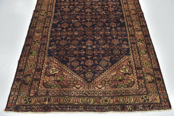Detail image of 3' 7 x 10' 3 Hand Knotted Hossainabad Persian Wool Runner Rug