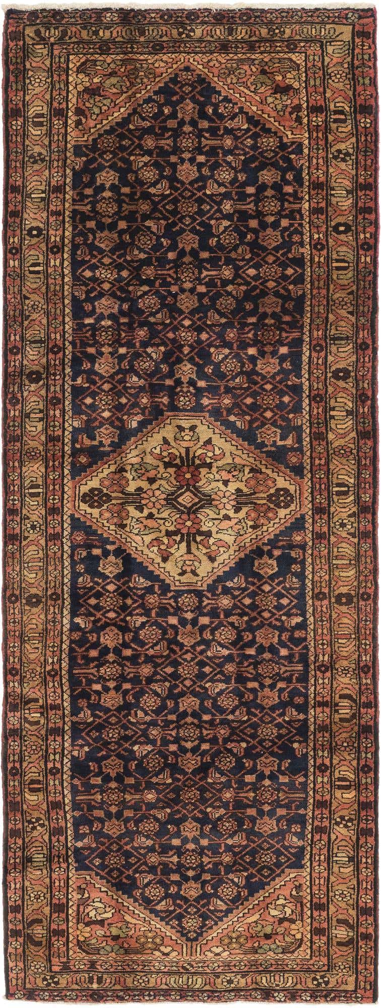 3' 7 x 10' 3 Hand Knotted Hossainabad Persian Wool Runner Rug