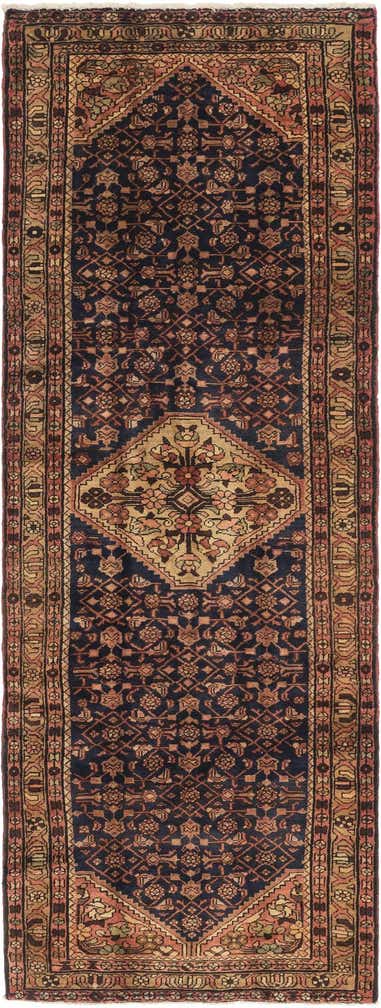 3' 7 x 10' 3 Hand Knotted Hossainabad Persian Wool Runner Rug