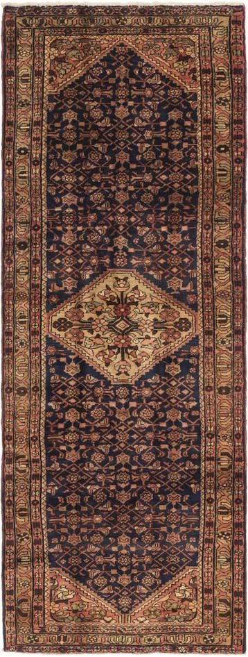 Detail image of 3' 7 x 10' 3 Hand Knotted Hossainabad Persian Wool Runner Rug