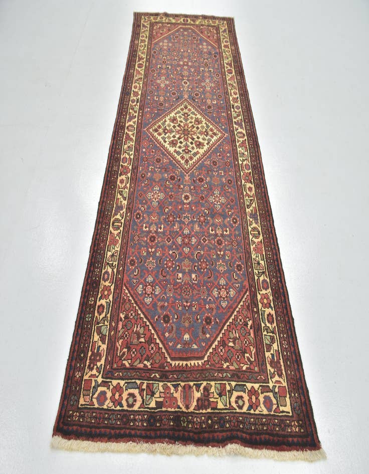 Detail image of 3' 10 x 9' 10  Hand Knotted Hossainabad Persian Wool Runner Rug