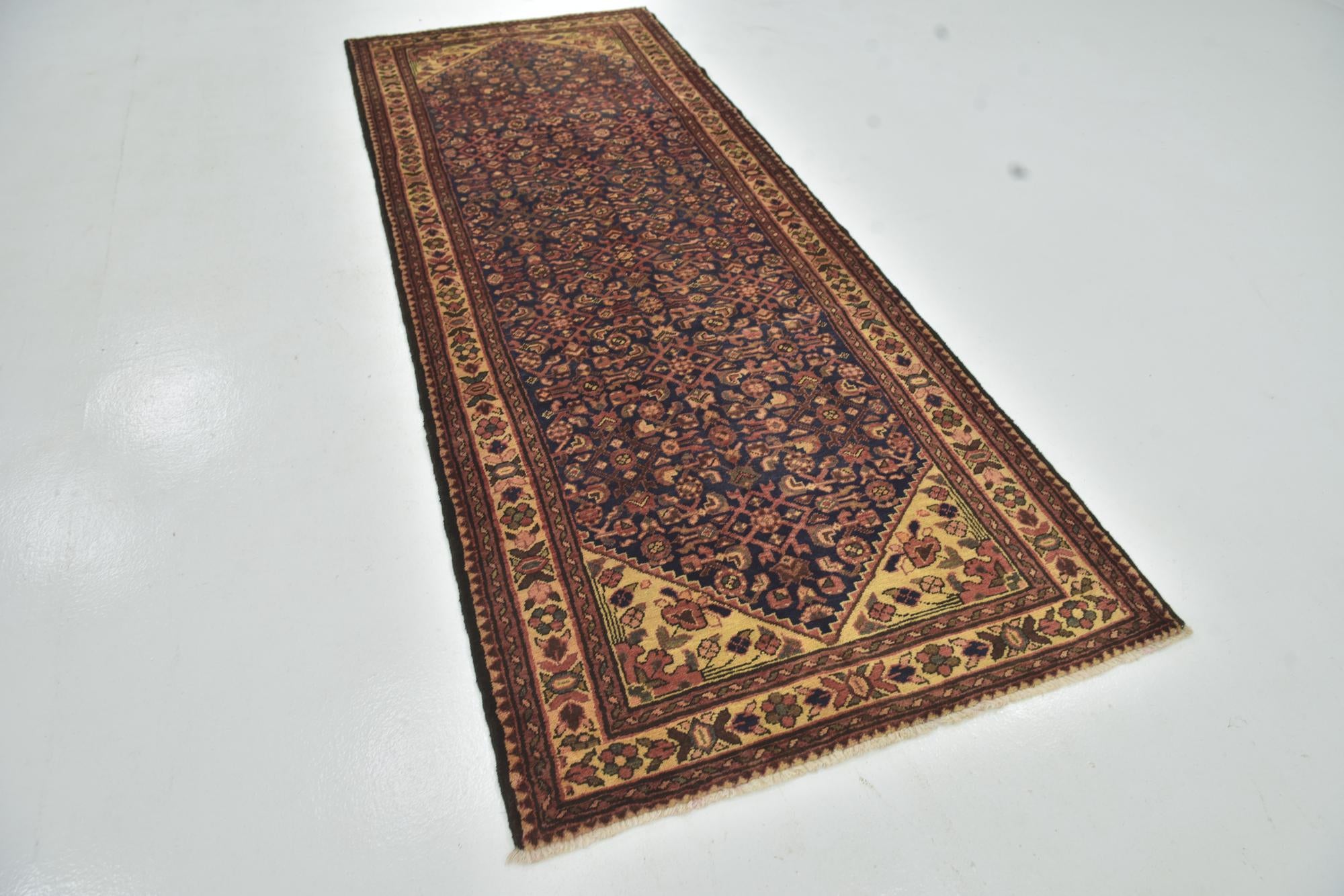 3' 10 x 10' Hand Knotted Hossainabad Persian Wool Runner Rug