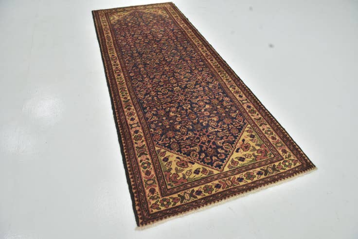 Detail image of 3' 10 x 10' Hand Knotted Hossainabad Persian Wool Runner Rug