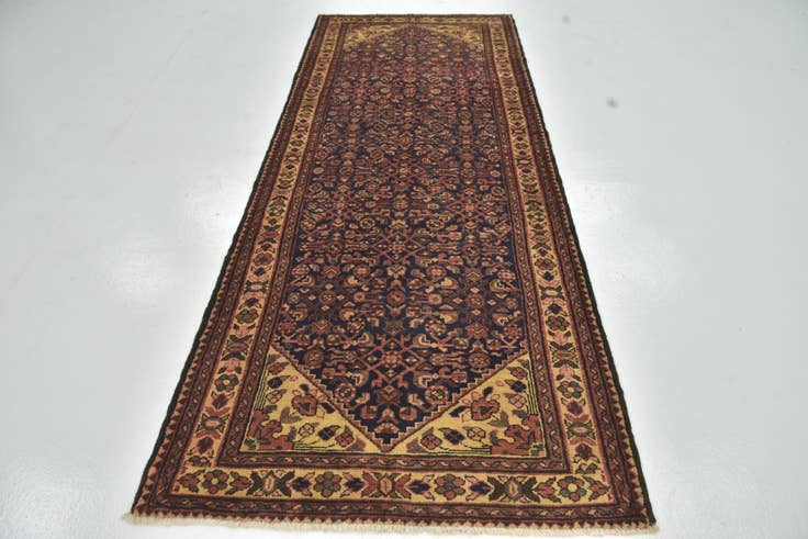 Detail image of 3' 10 x 10' Hand Knotted Hossainabad Persian Wool Runner Rug