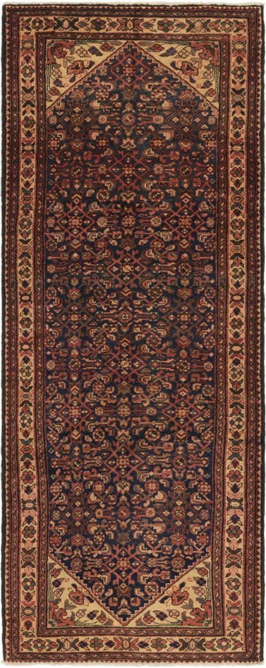 Detail image of 3' 10 x 10' Hand Knotted Hossainabad Persian Wool Runner Rug