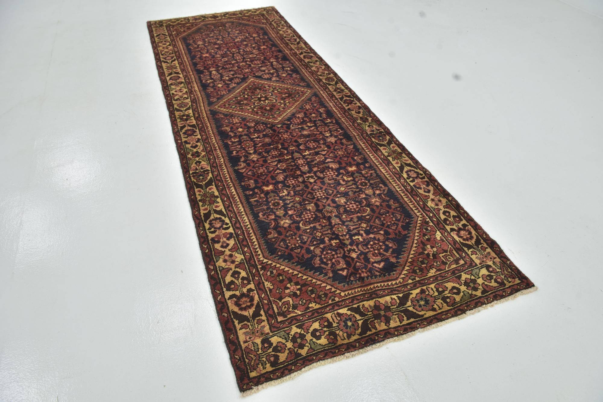 115cm x 335cm anudado a mano Hossainabad Alfombra Persa Lana Pasillera