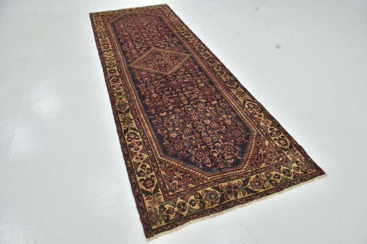 3' 10 x 11' Hand Knotted Hossainabad Persian Wool Runner Rug