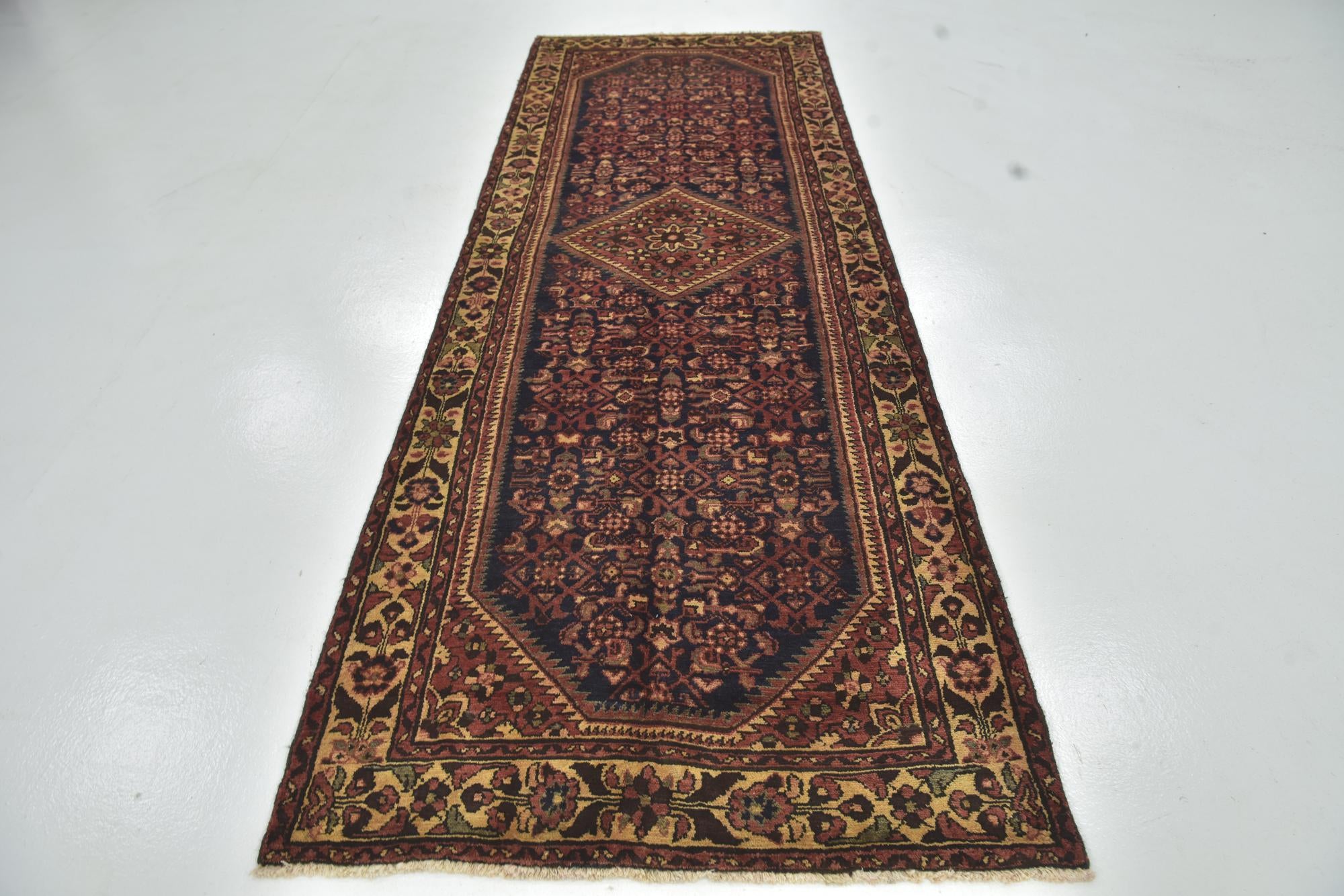 115cm x 335cm anudado a mano Hossainabad Alfombra Persa Lana Pasillera