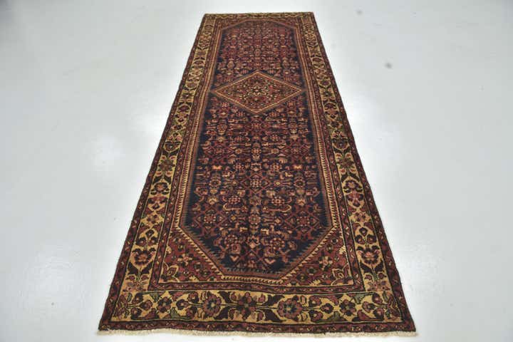 3' 10 x 11' Hand Knotted Hossainabad Persian Wool Runner Rug