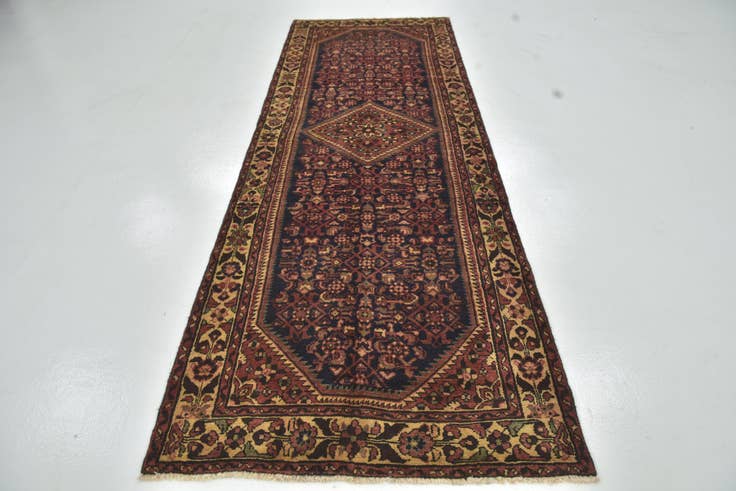 Detail image of 115cm x 335cm anudado a mano Hossainabad Alfombra Persa Lana Pasillera