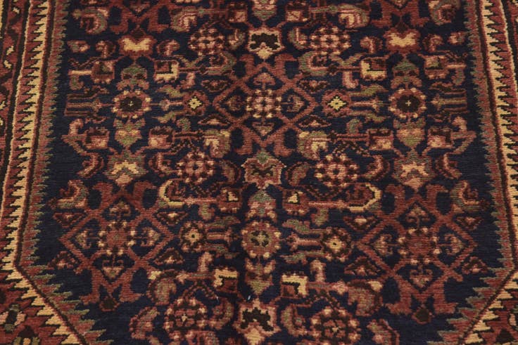 Detail image of 3' 10 x 11' Hand Knotted Hossainabad Persian Wool Runner Rug