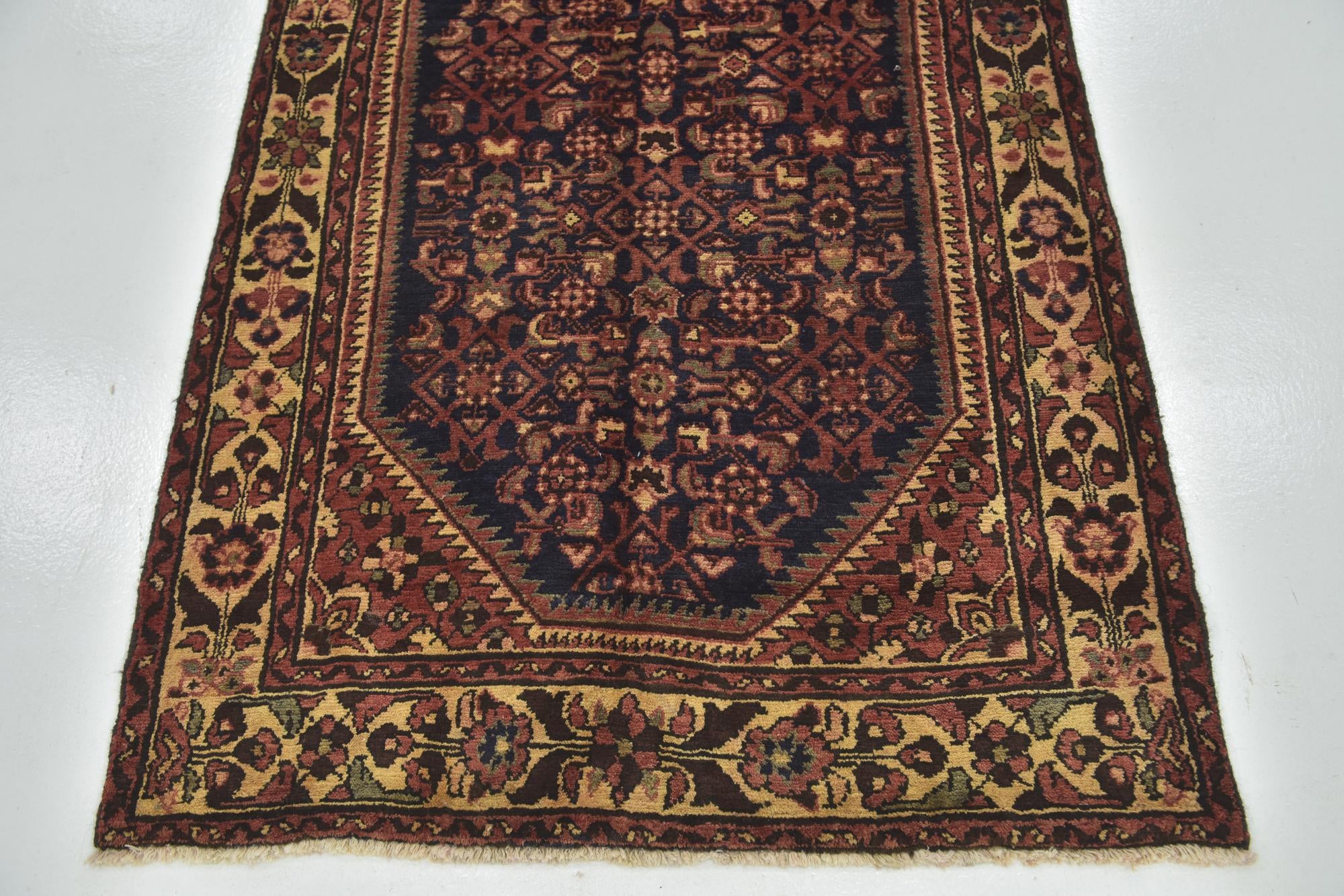 115cm x 335cm anudado a mano Hossainabad Alfombra Persa Lana Pasillera