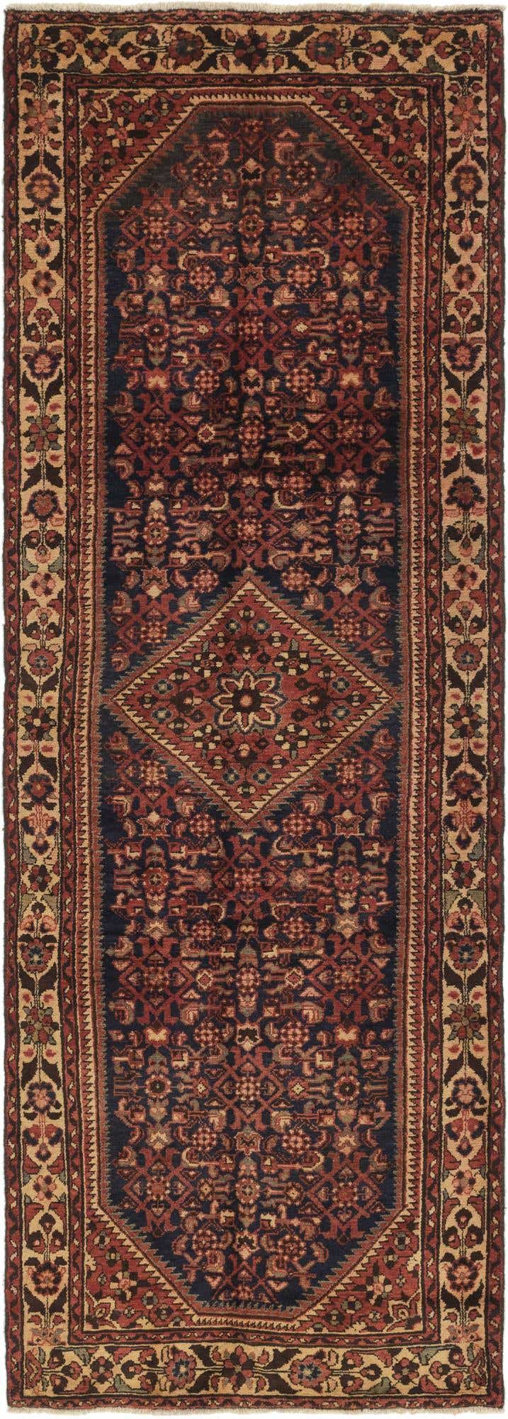 3' 10 x 11' Hand Knotted Hossainabad Persian Wool Runner Rug