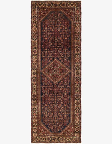 3' 10 x 11' Hand Knotted Hossainabad Persian Wool Runner Rug