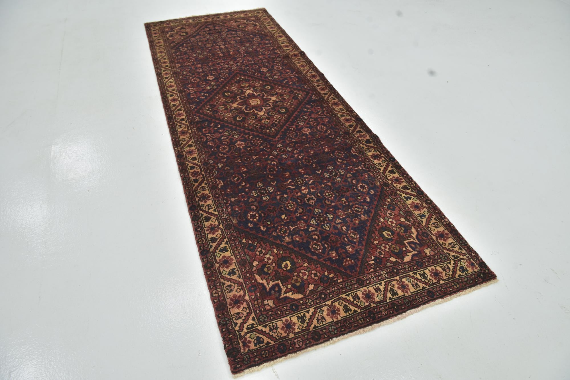 110cm x 305cm anudado a mano Hossainabad Alfombra Persa Lana Pasillera