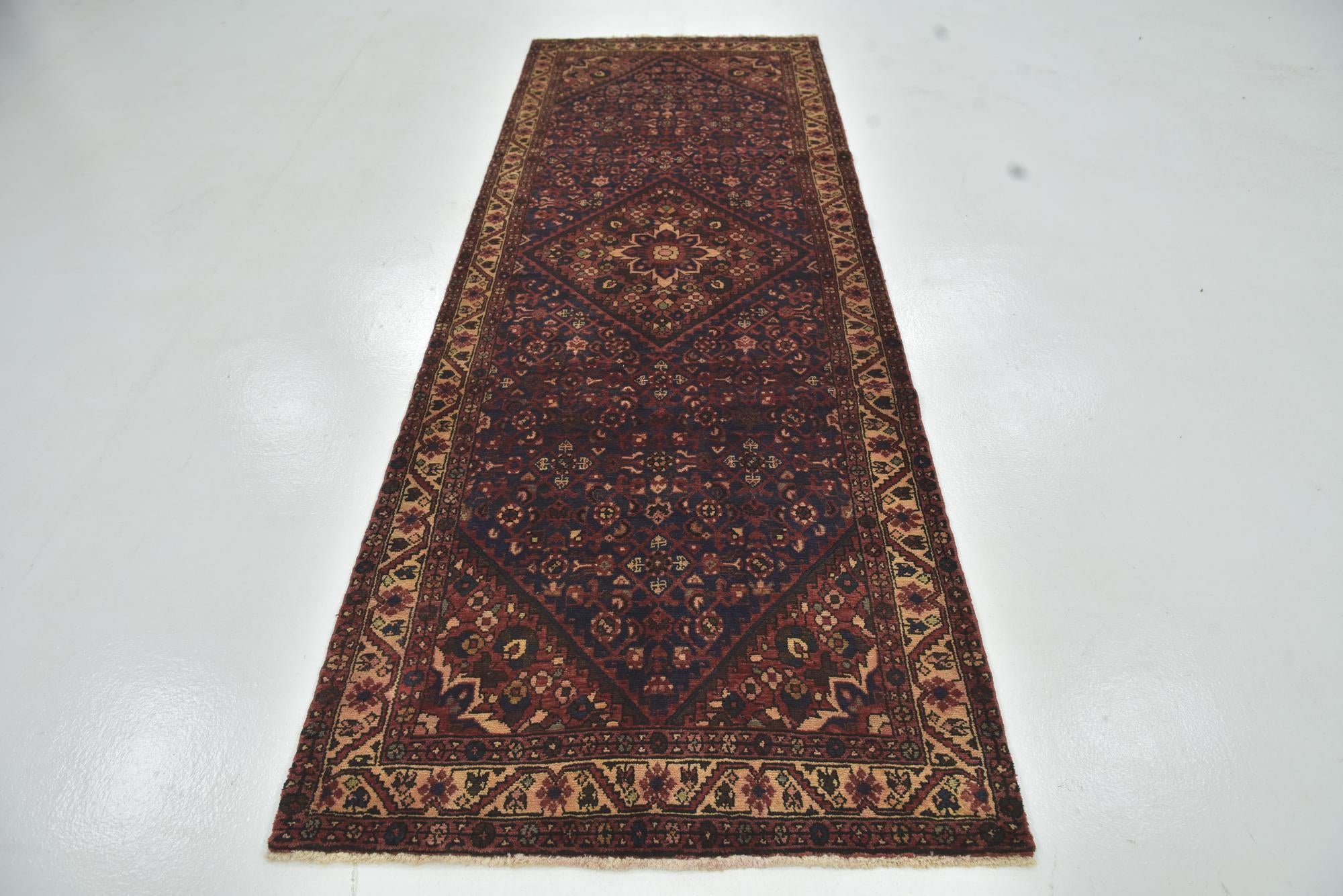 110cm x 305cm anudado a mano Hossainabad Alfombra Persa Lana Pasillera