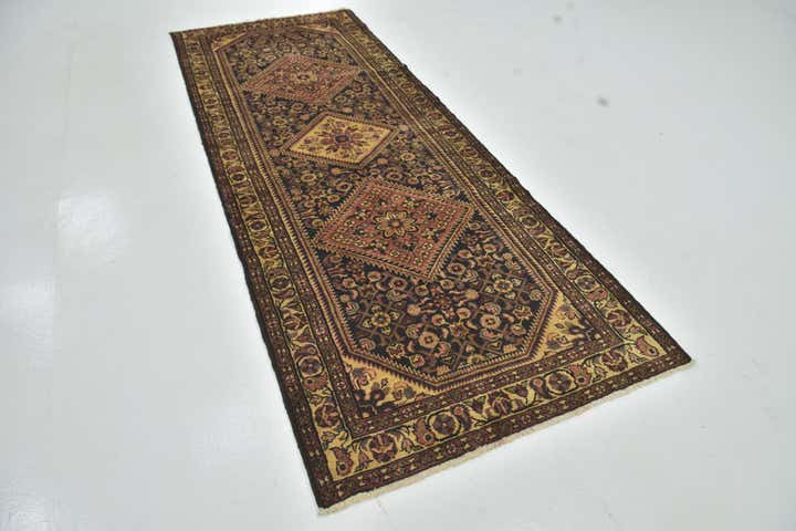 3' 9 x 10' Hand Knotted Hossainabad Persian Wool Runner Rug