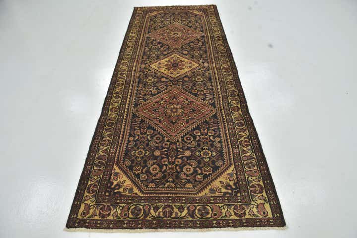 3' 9 x 10' Hand Knotted Hossainabad Persian Wool Runner Rug