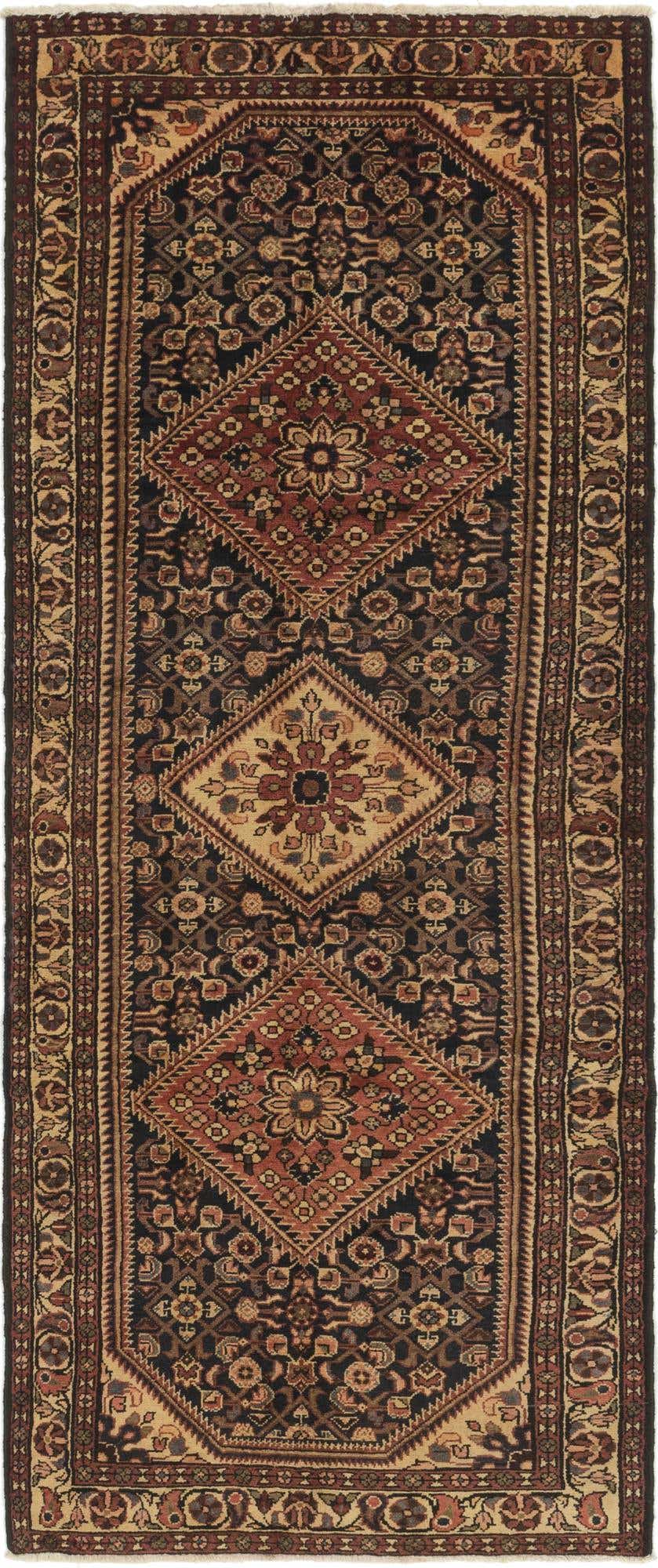 3' 9 x 10' Hand Knotted Hossainabad Persian Wool Runner Rug