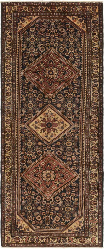 3' 9 x 10' Hand Knotted Hossainabad Persian Wool Runner Rug