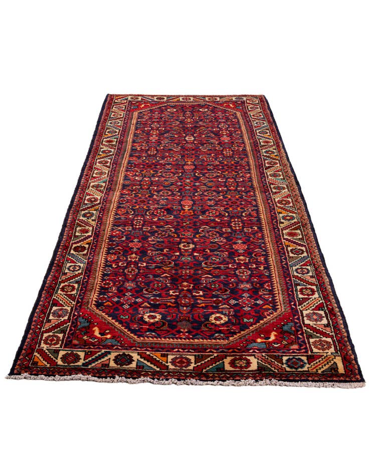 Detail image of 4' x 10' 8 Hand Knotted Hossainabad Persian Wool Runner Rug