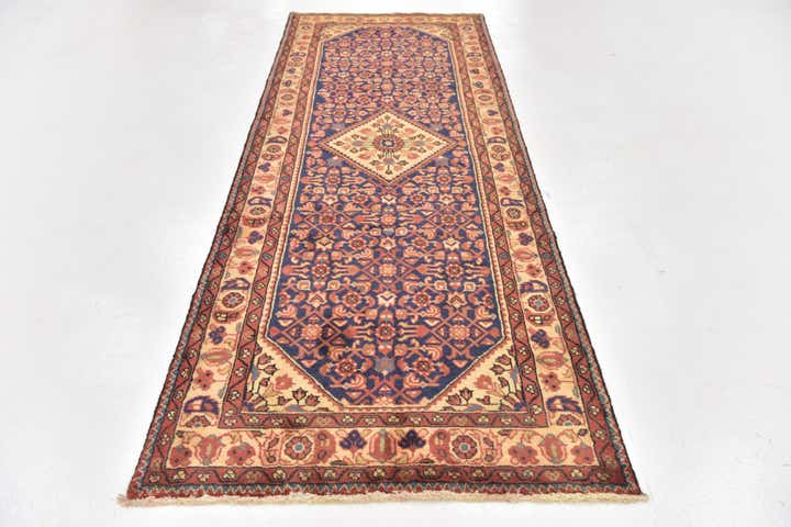 3' 6 x 10' 2 Hand Knotted Hossainabad Persian Wool Runner Rug