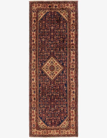 3' 6 x 10' 2 Hand Knotted Hossainabad Persian Wool Runner Rug
