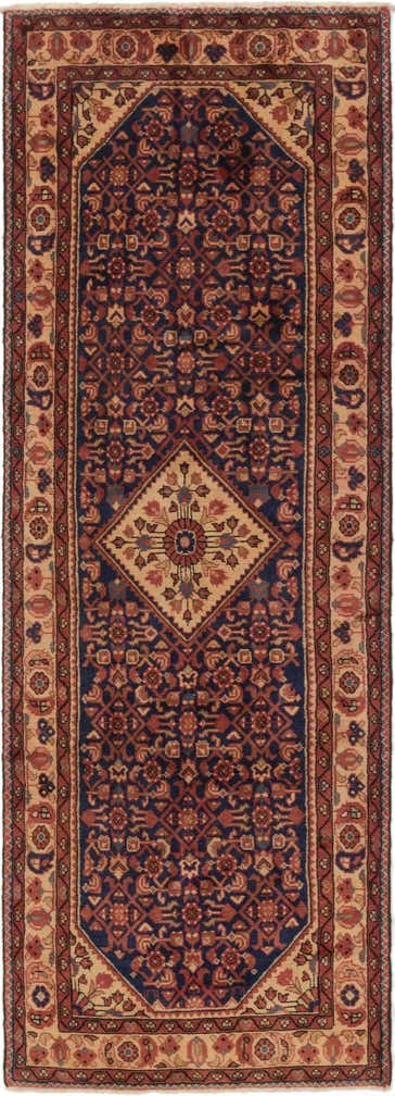 3' 6 x 10' 2 Hand Knotted Hossainabad Persian Wool Runner Rug
