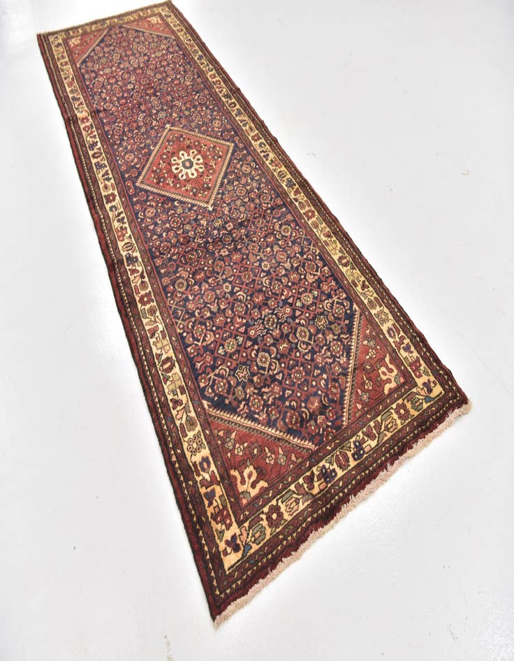 Detail image of 3' 10 x 11'  Hand Knotted Hossainabad Persian Wool Runner Rug