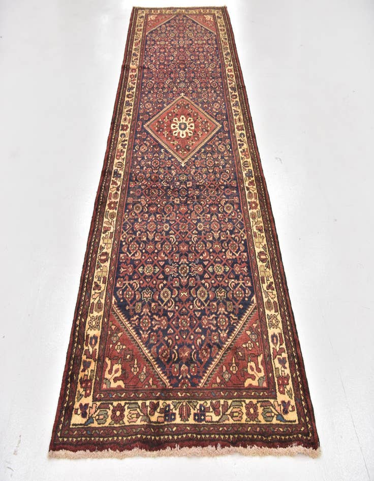 Detail image of 3' 10 x 11' Hand Knotted Hossainabad Persian Wool Runner Rug
