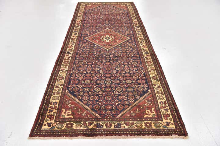 3' 10 x 11' Hand Knotted Hossainabad Persian Wool Runner Rug